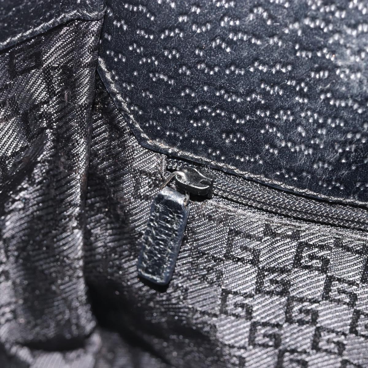 GUCCI Jackie Hand Bag Canvas Black Silver 002 1067 Auth hk3786