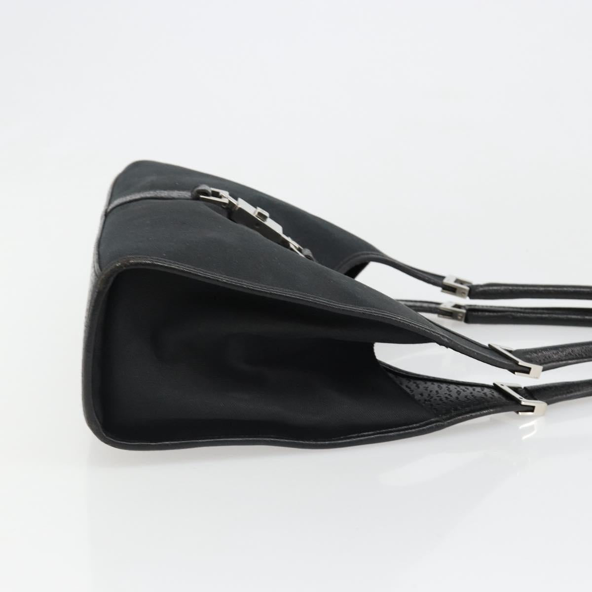 GUCCI Jackie Hand Bag Canvas Black Silver 002 1067 Auth hk3786