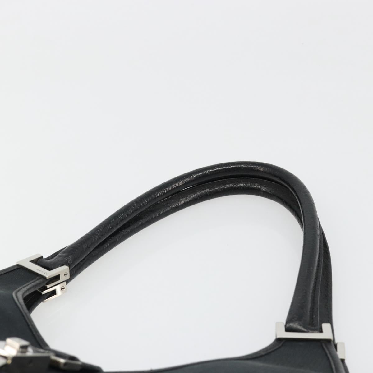 GUCCI Jackie Hand Bag Canvas Black Silver 002 1067 Auth hk3786