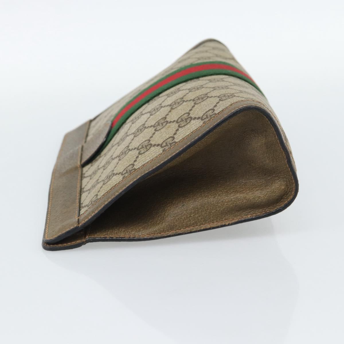 GUCCI GG Supreme Web Sherry Line Clutch Bag PVC Beige 89 01 002 Auth hk3787