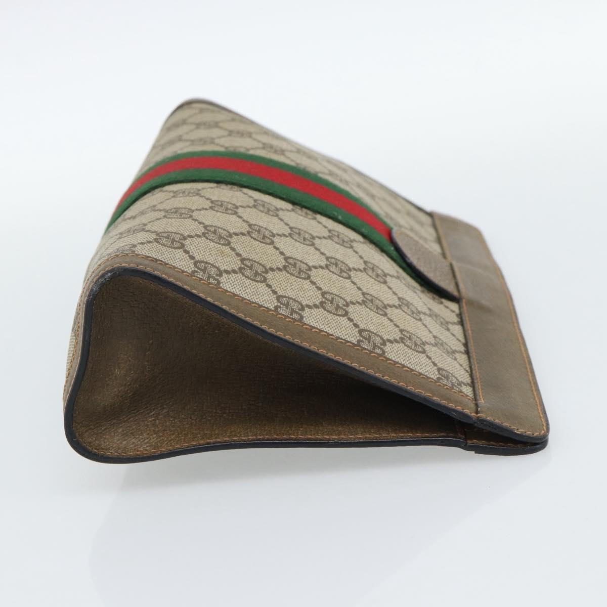 GUCCI GG Supreme Web Sherry Line Clutch Bag PVC Beige 89 01 002 Auth hk3787