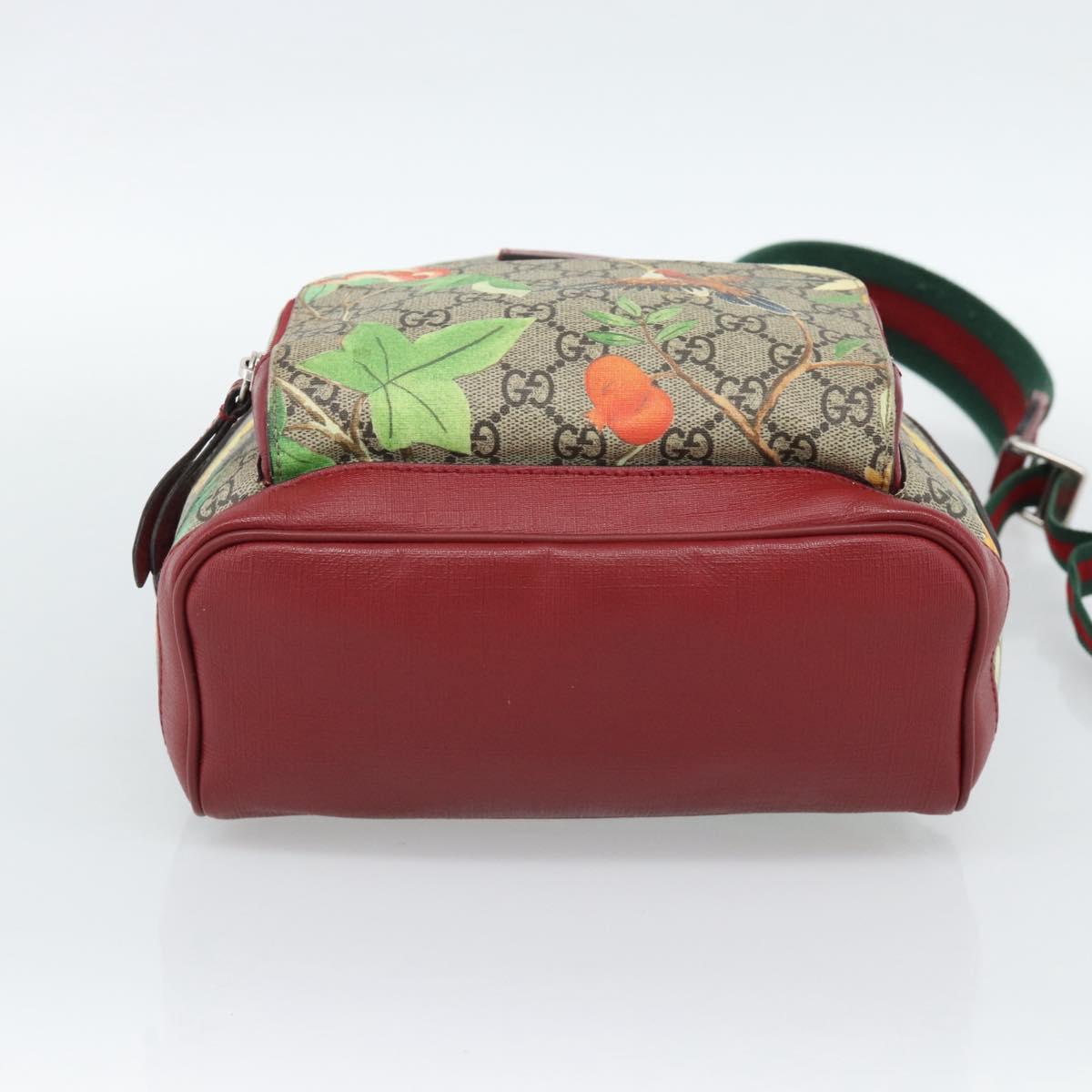 GUCCI GG Supreme Web Sherry Line Tian Backpack PVC Beige 427042 Auth hk3788