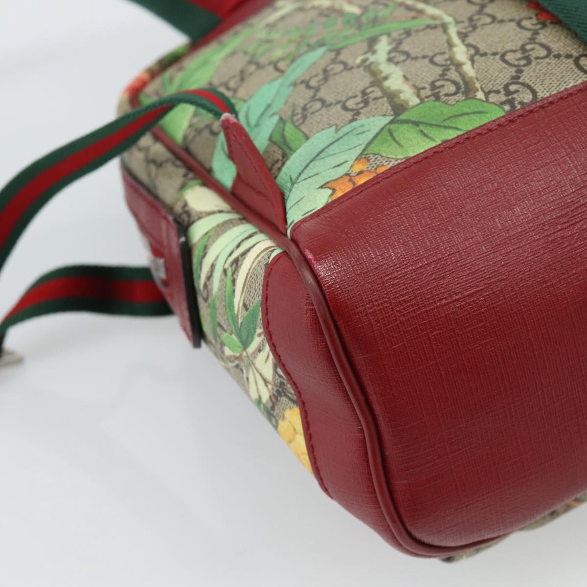 GUCCI GG Supreme Web Sherry Line Tian Backpack PVC Beige 427042 Auth hk3788