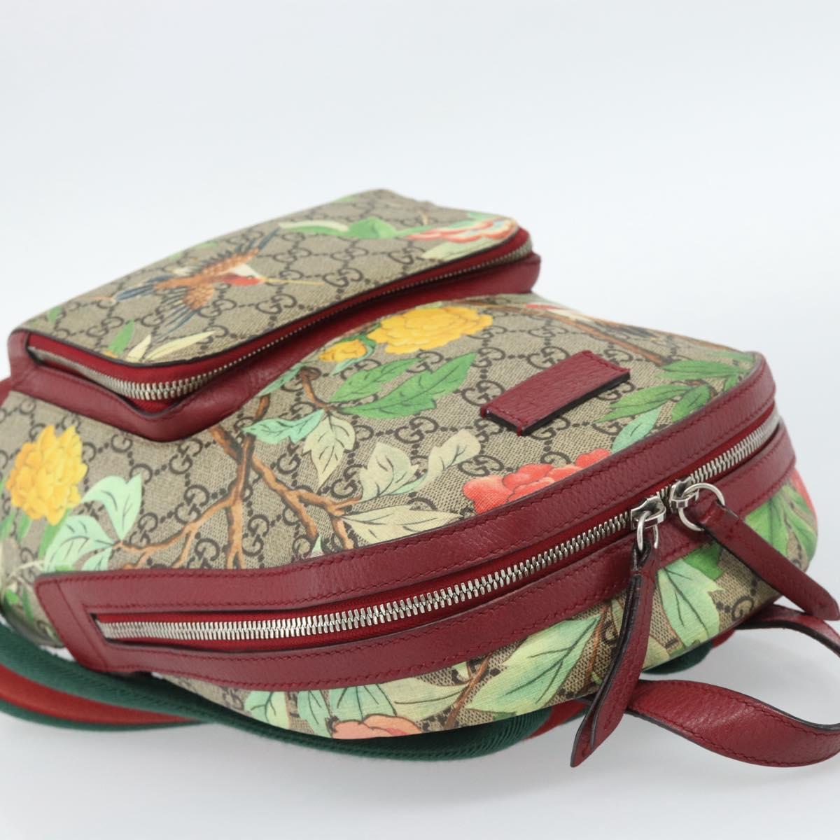 GUCCI GG Supreme Web Sherry Line Tian Backpack PVC Beige 427042 Auth hk3788