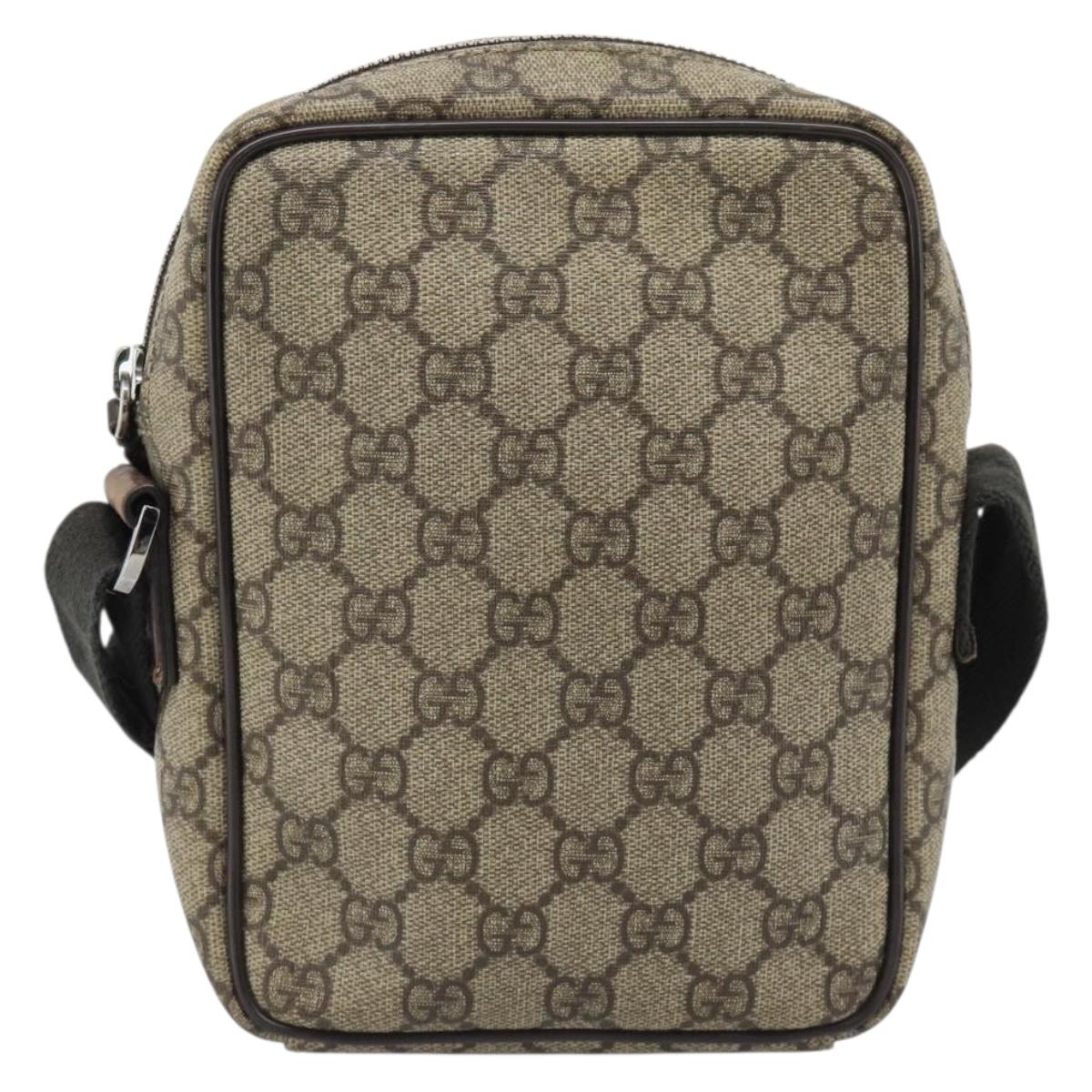 GUCCI GG Supreme Shoulder Bag PVC Beige Silver 101680 Auth hk3789