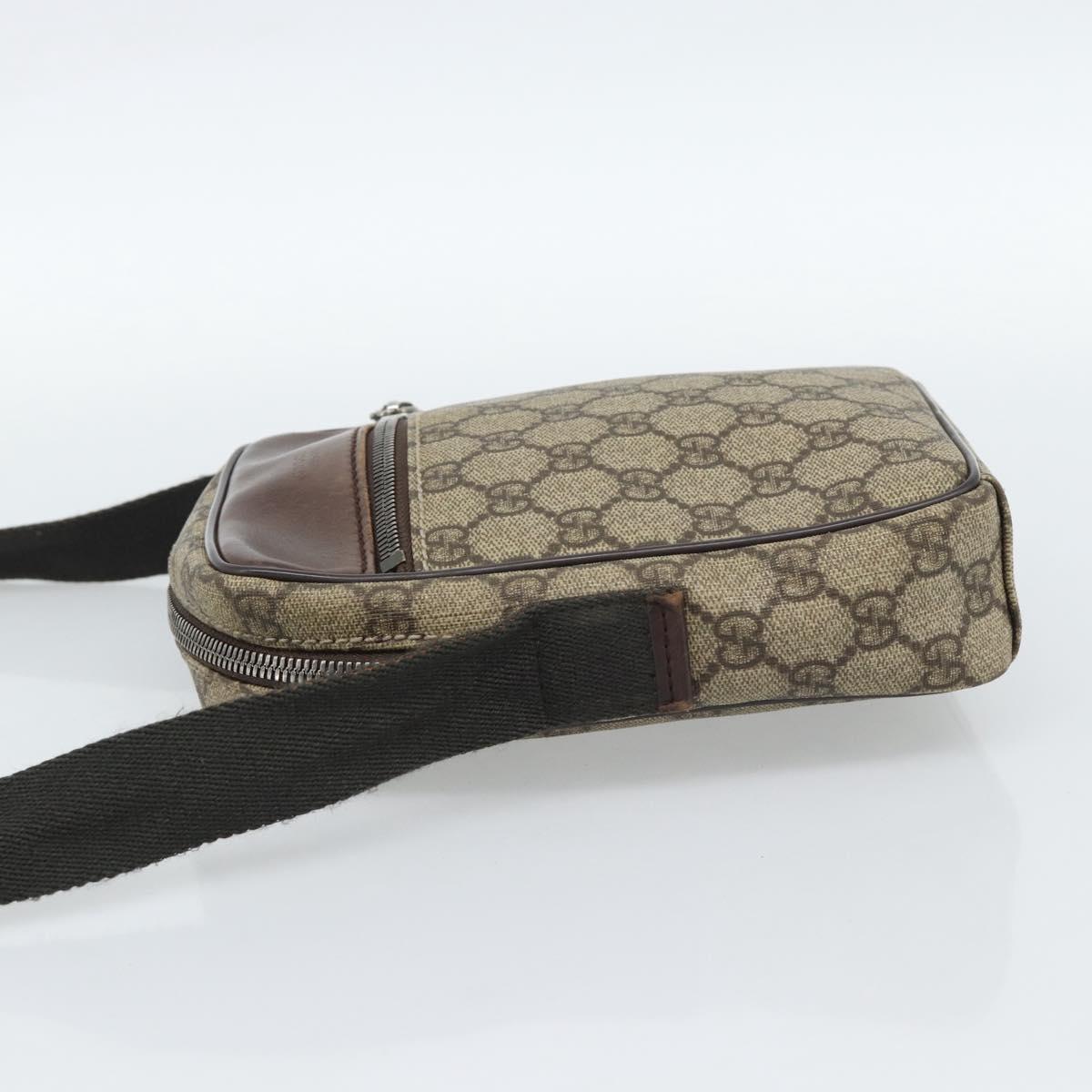 GUCCI GG Supreme Shoulder Bag PVC Beige Silver 101680 Auth hk3789