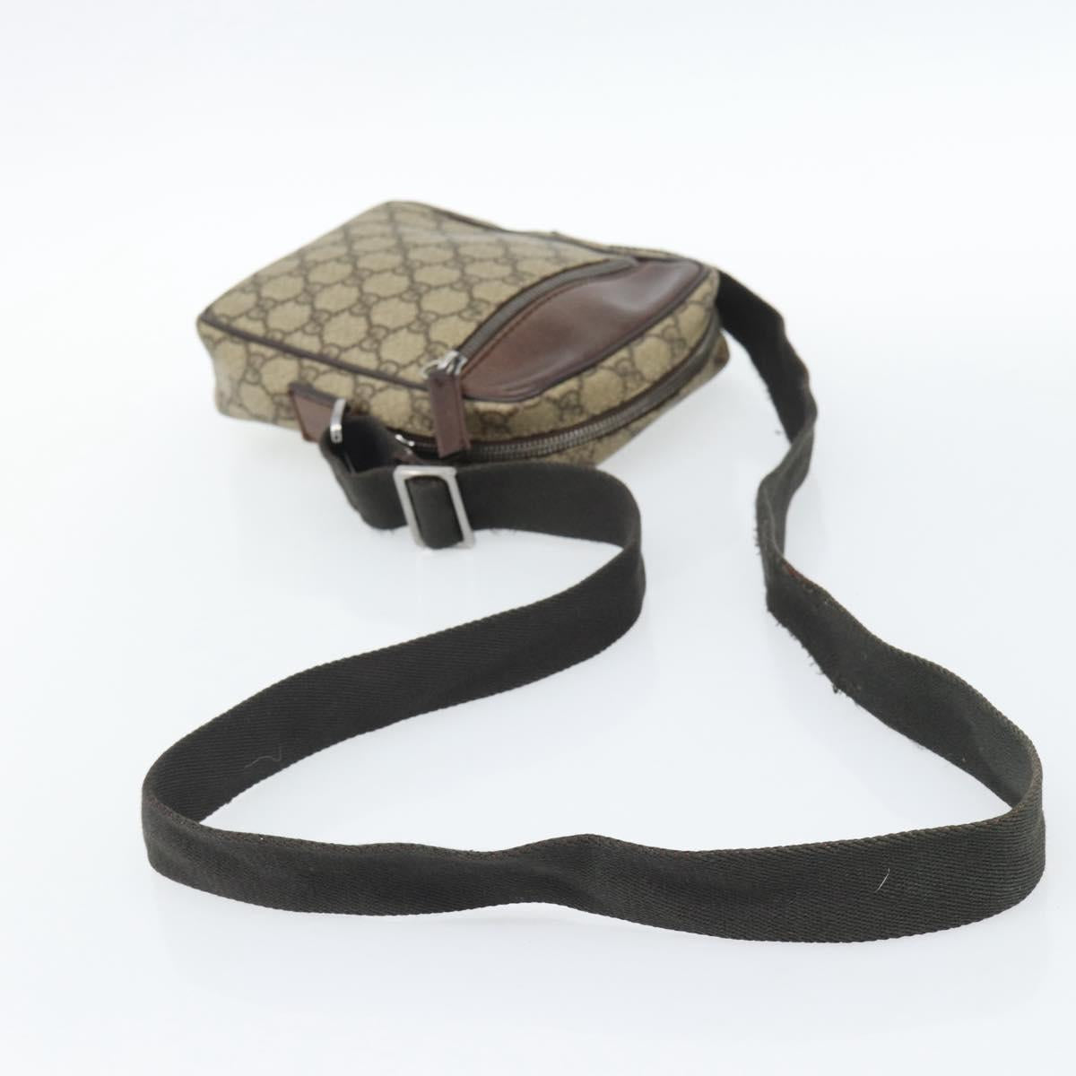 GUCCI GG Supreme Shoulder Bag PVC Beige Silver 101680 Auth hk3789