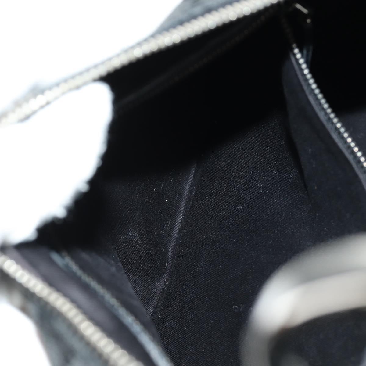 GUCCI GG Canvas Horsebit Shoulder Bag Black Silver 115867 Auth hk3790V