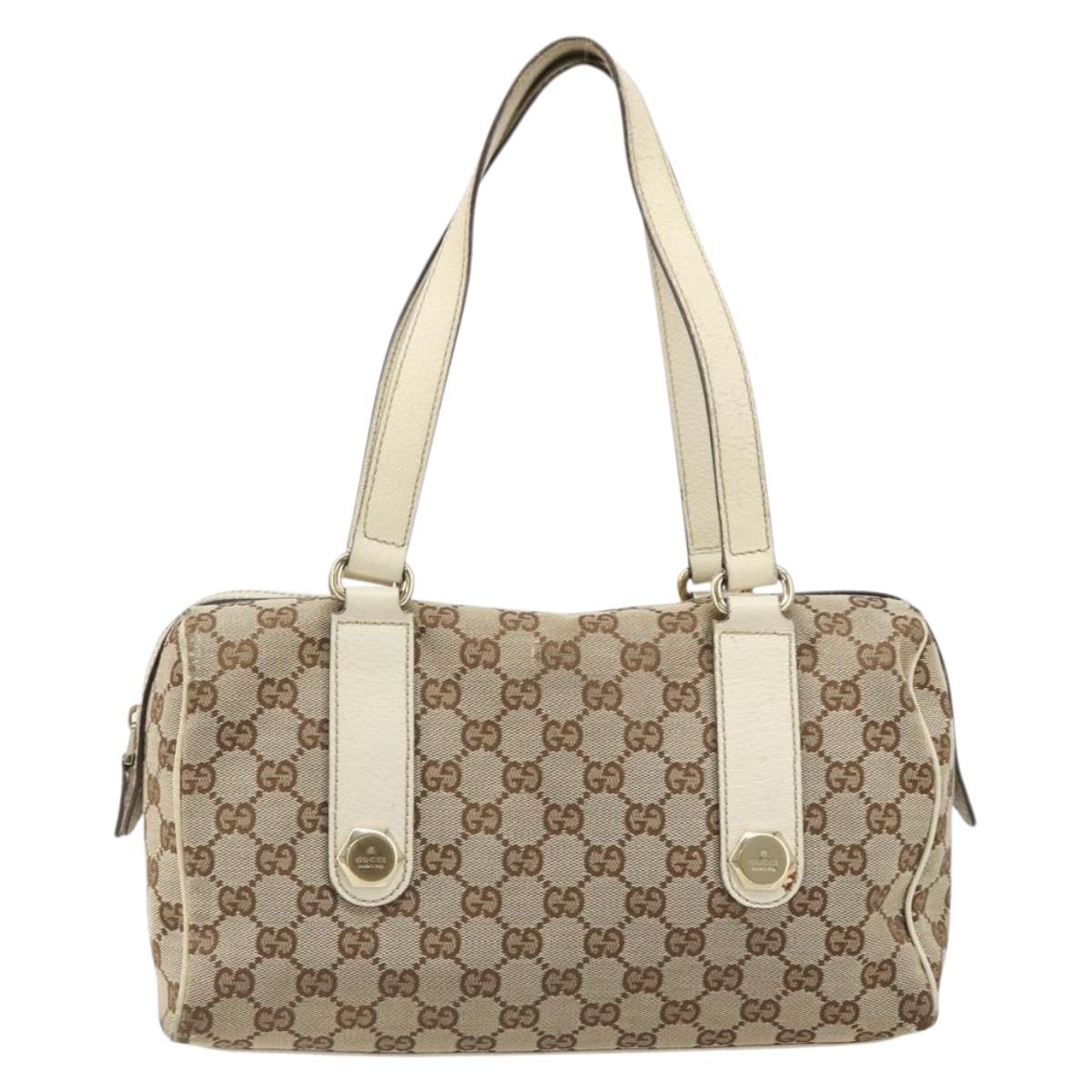 GUCCI GG Canvas Hand Bag Beige Gold 152457 Auth hk3791