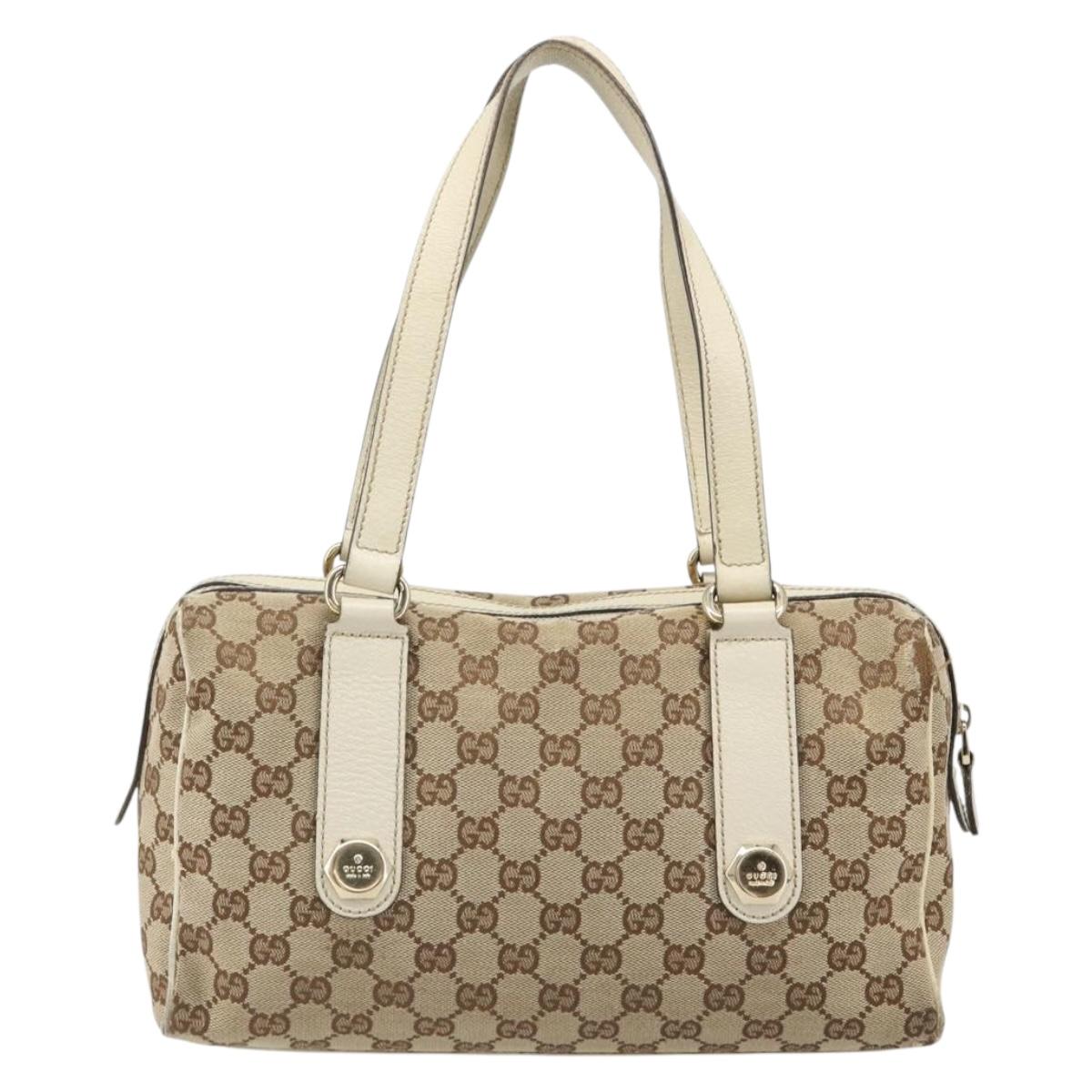 GUCCI GG Canvas Hand Bag Beige Gold 152457 Auth hk3791