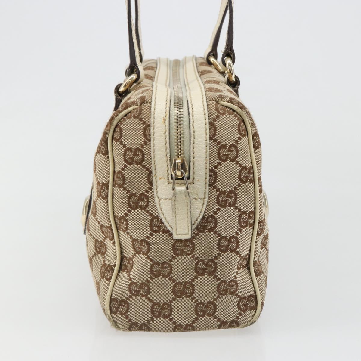 GUCCI GG Canvas Hand Bag Beige Gold 152457 Auth hk3791