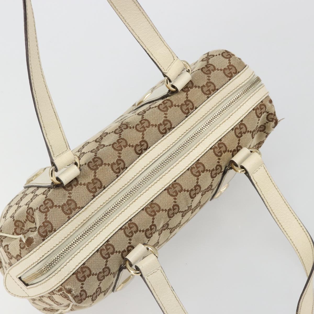GUCCI GG Canvas Hand Bag Beige Gold 152457 Auth hk3791