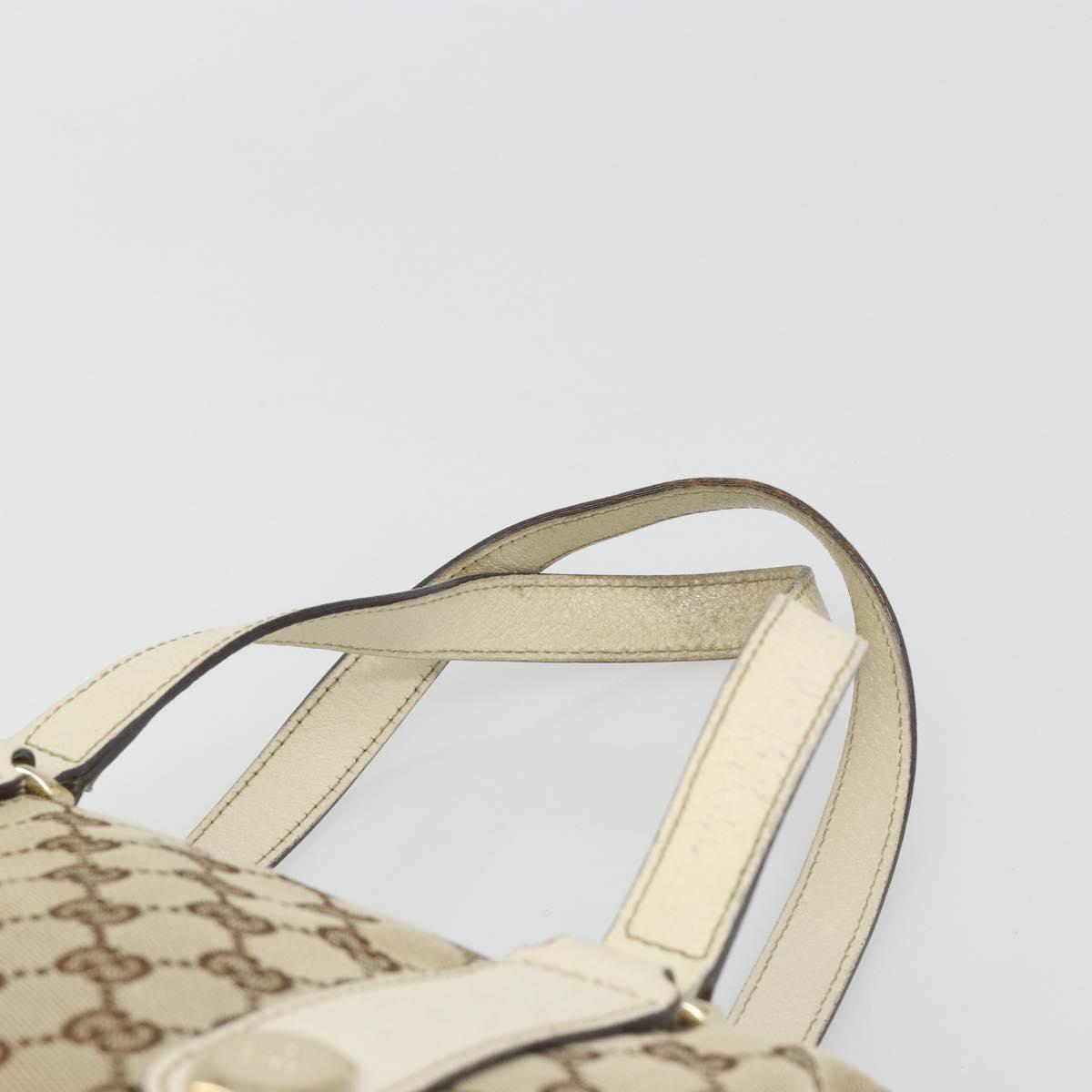 GUCCI GG Canvas Hand Bag Beige Gold 152457 Auth hk3791