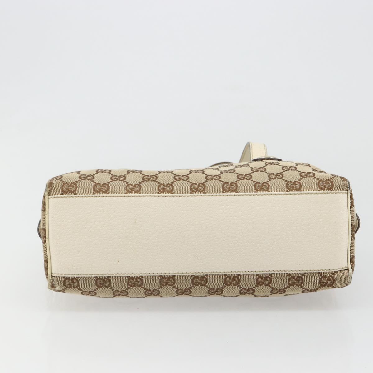 GUCCI GG Canvas Hand Bag Beige Gold 152457 Auth hk3791