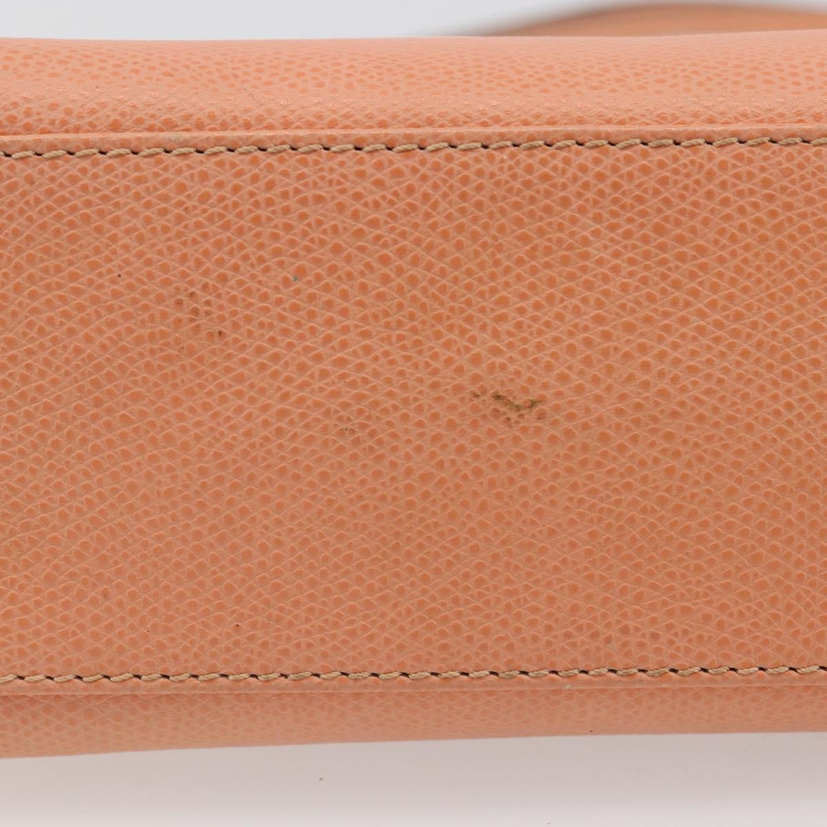 CELINE Hand Bag Leather 2way Orange Gold Auth hk3792