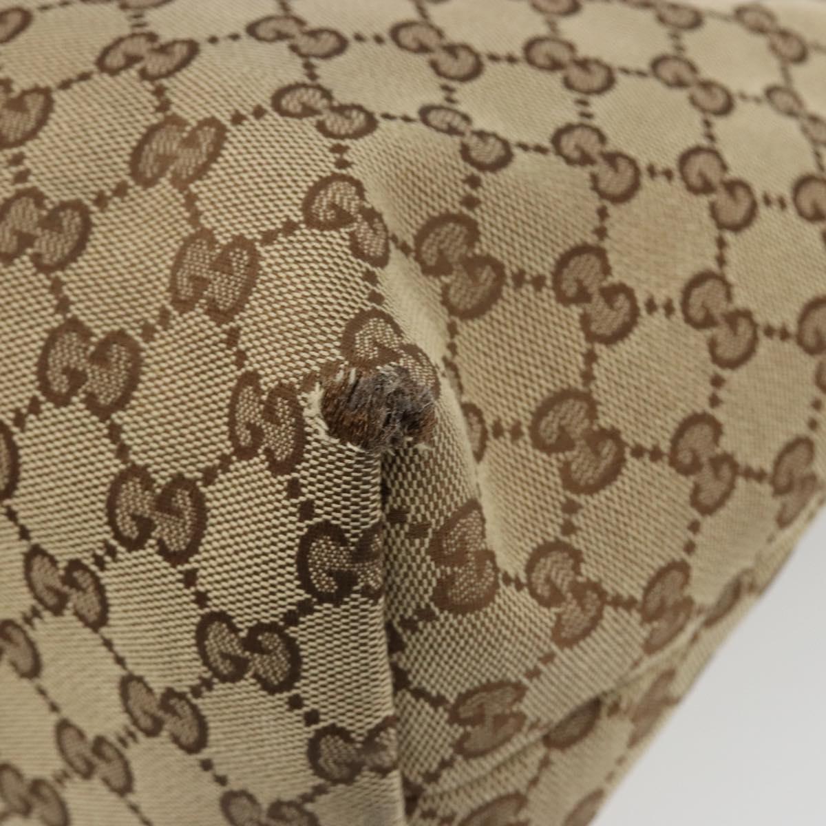 GUCCI GG Canvas Tote Bag Beige Gold 211976 Auth hk3793