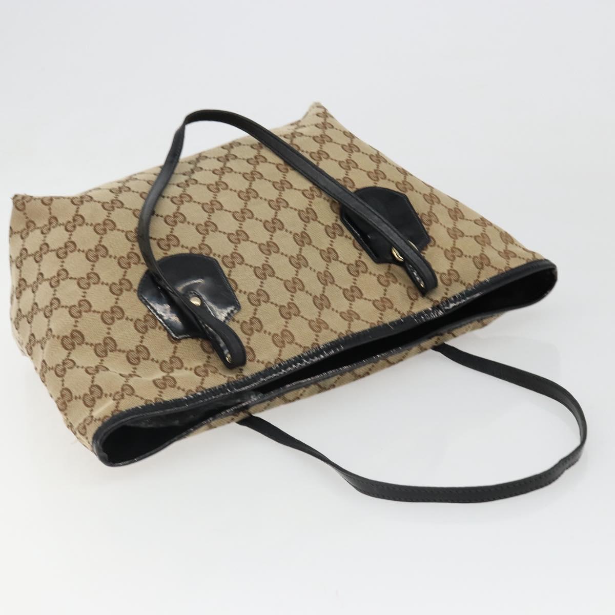 GUCCI GG Canvas Tote Bag Beige Gold 211976 Auth hk3793