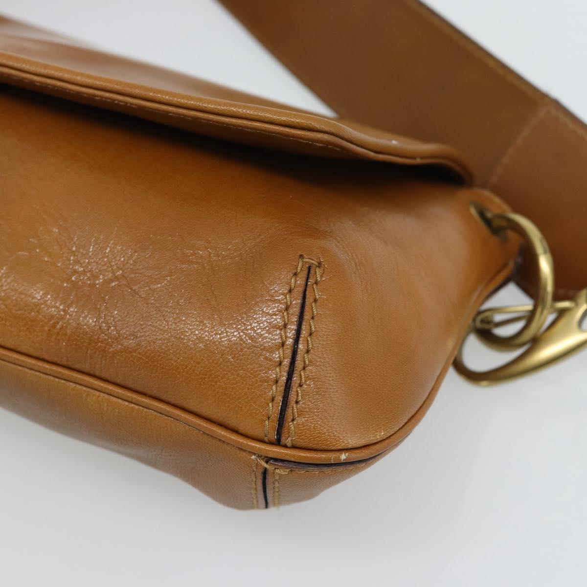 GUCCI Shoulder Bag Leather Brown Gold 106671 Auth hk3794
