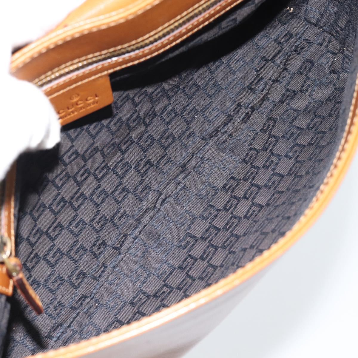 GUCCI Shoulder Bag Leather Brown Gold 106671 Auth hk3794