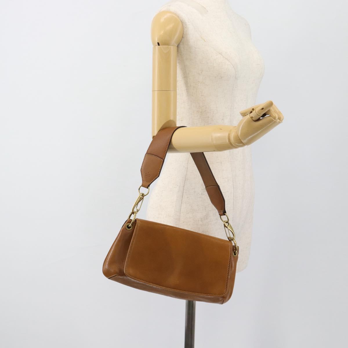 GUCCI Shoulder Bag Leather Brown Gold 106671 Auth hk3794