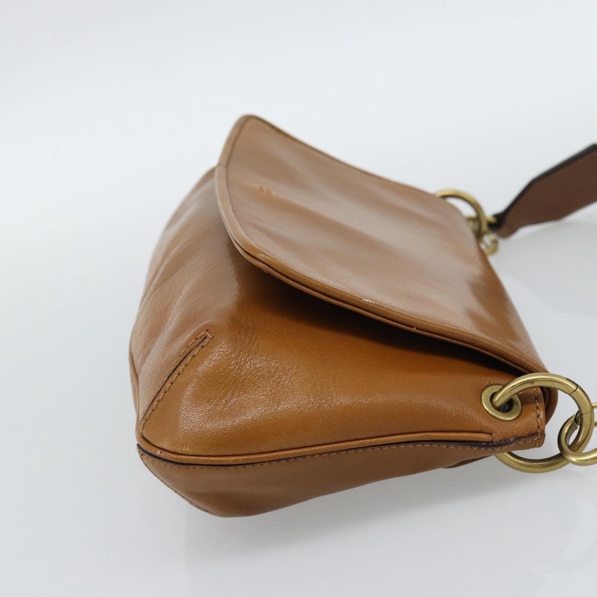 GUCCI Shoulder Bag Leather Brown Gold 106671 Auth hk3794