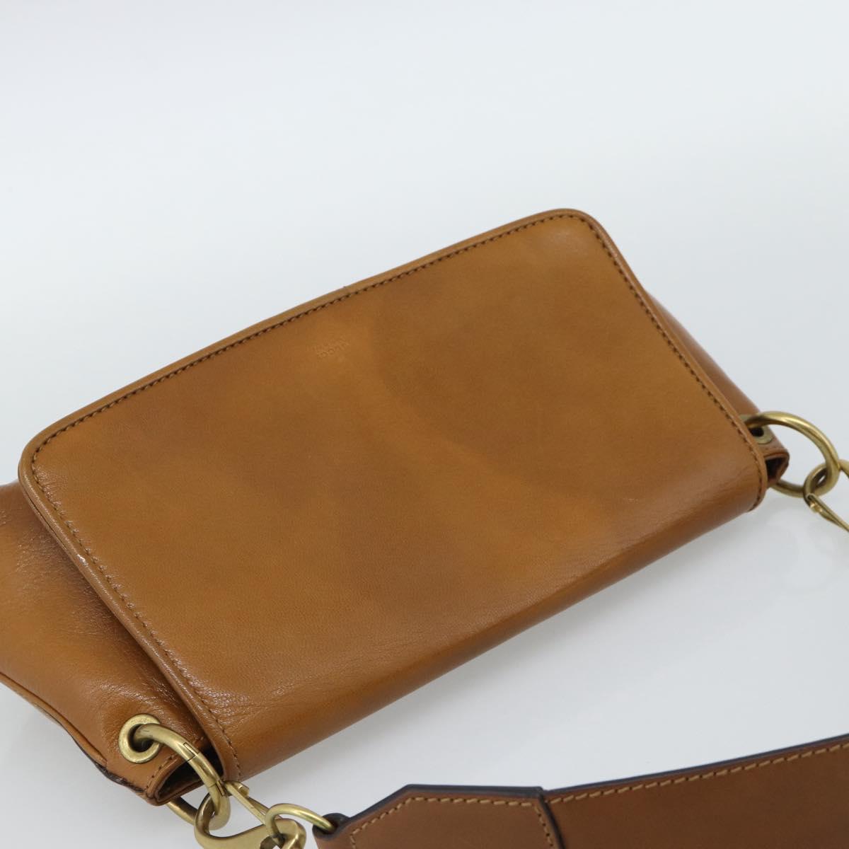 GUCCI Shoulder Bag Leather Brown Gold 106671 Auth hk3794