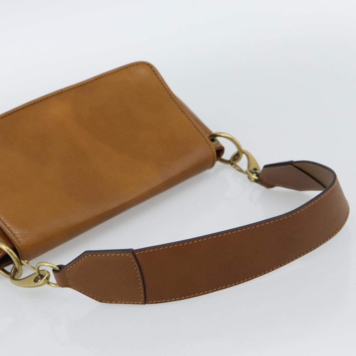 GUCCI Shoulder Bag Leather Brown Gold 106671 Auth hk3794