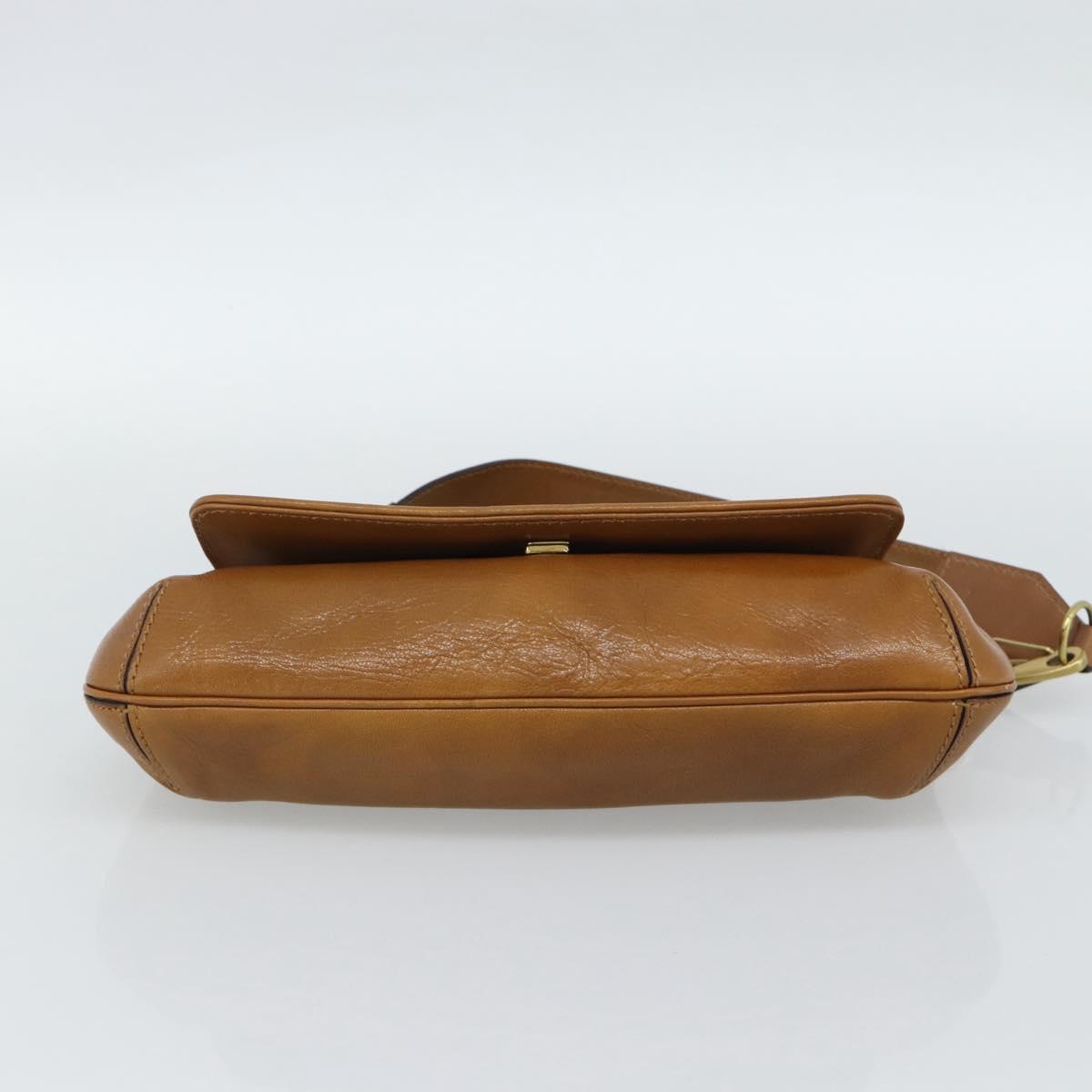 GUCCI Shoulder Bag Leather Brown Gold 106671 Auth hk3794