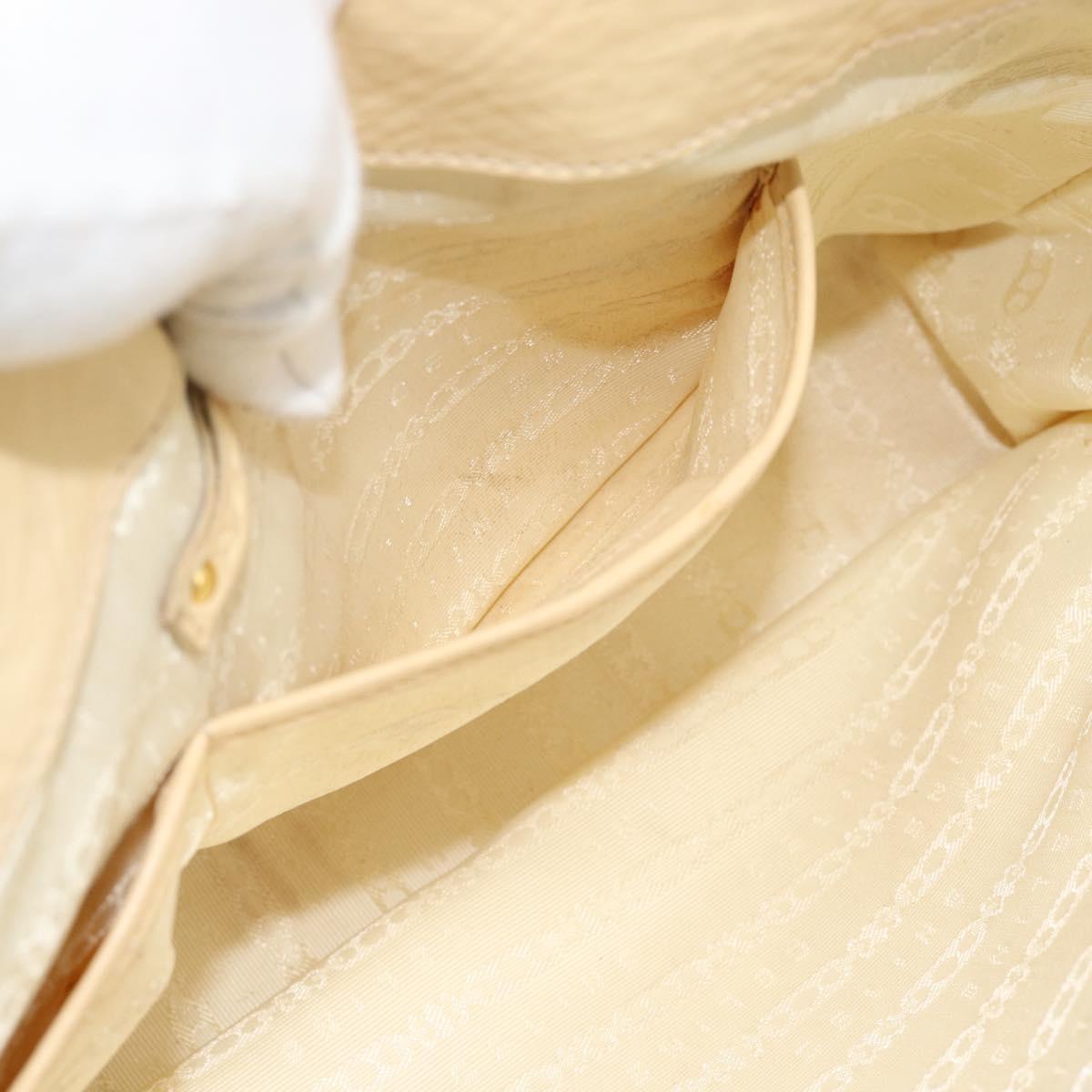 CELINE Hand Bag Leather Ivory Gold Auth hk3795