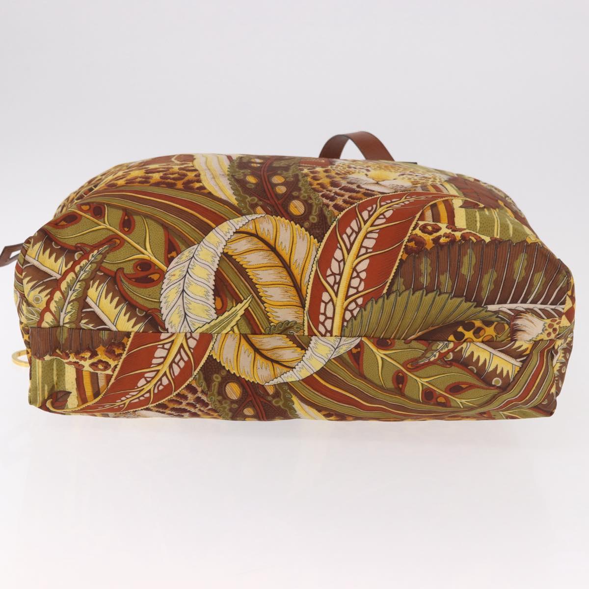 Salvatore Ferragamo Animal Pattern Hand Bag Canvas Multicolor Gold Auth hk3798