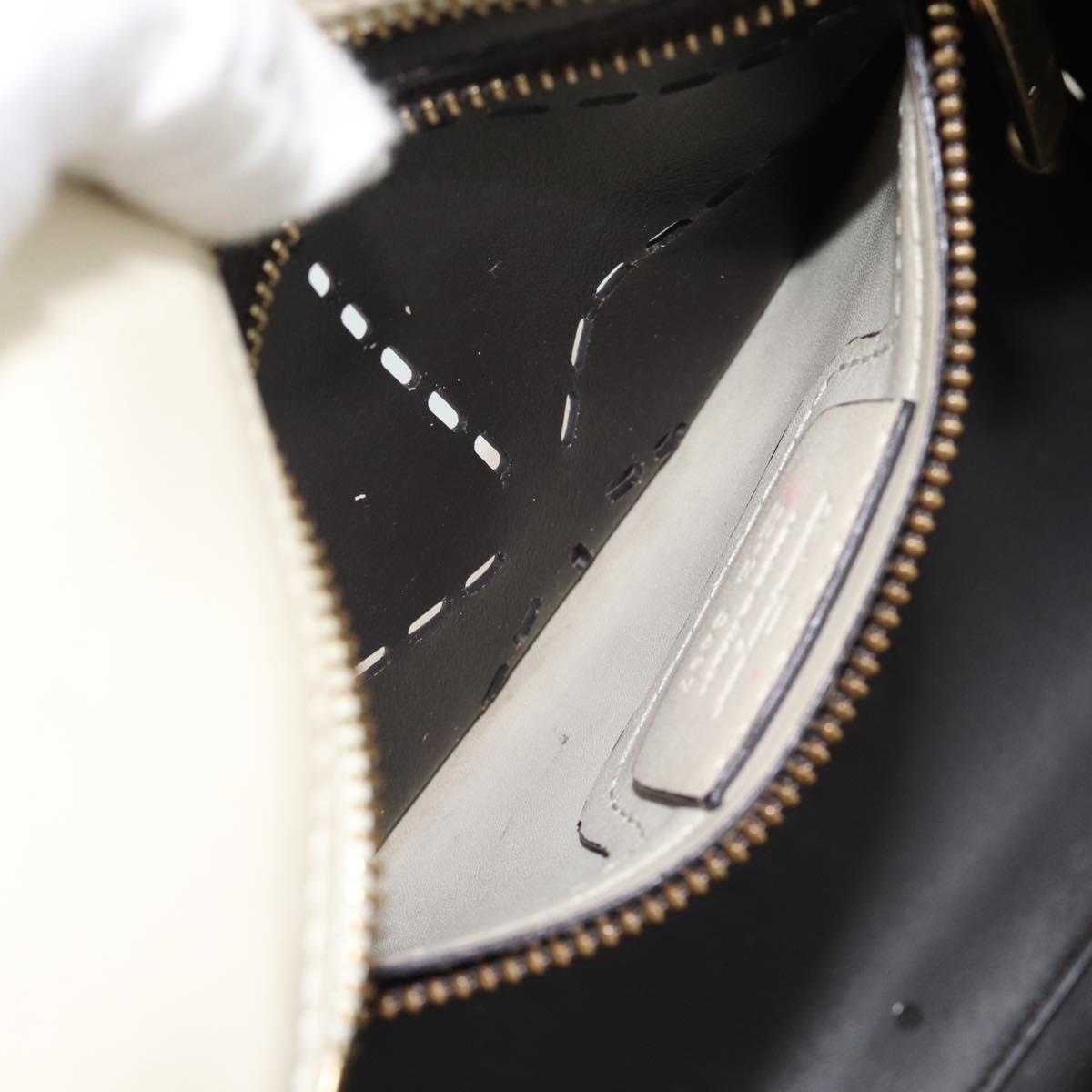 Salvatore Ferragamo Hand Bag Leather White Gold Auth hk3799