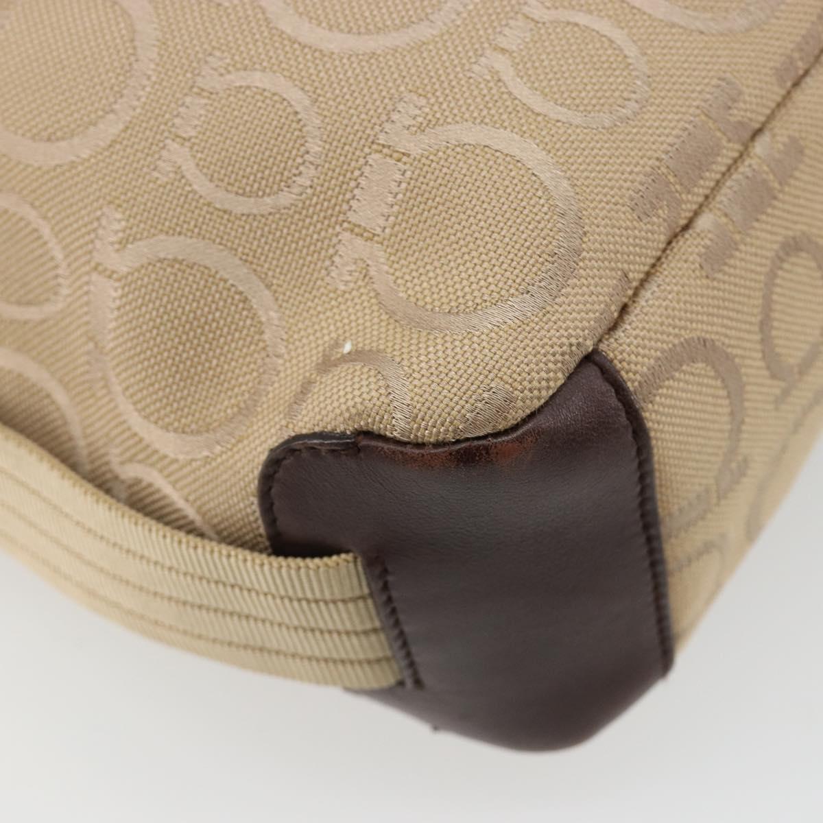 Salvatore Ferragamo Shoulder Bag Canvas Beige Gold Auth hk3800