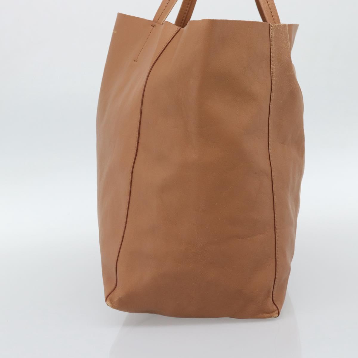 CELINE Horizontal Cabas Tote Bag Leather Brown Gold Auth hk3801