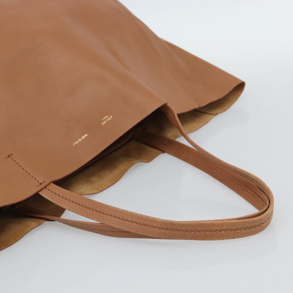 CELINE Horizontal Cabas Tote Bag Leather Brown Gold Auth hk3801