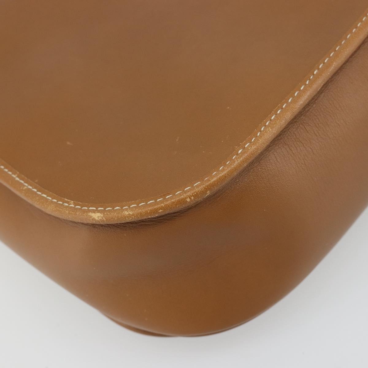 Christian Dior Shoulder Bag Leather Brown Gold Auth hk3803