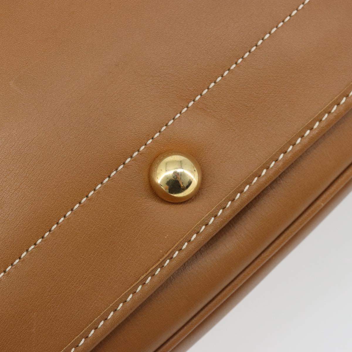 Christian Dior Shoulder Bag Leather Brown Gold Auth hk3803