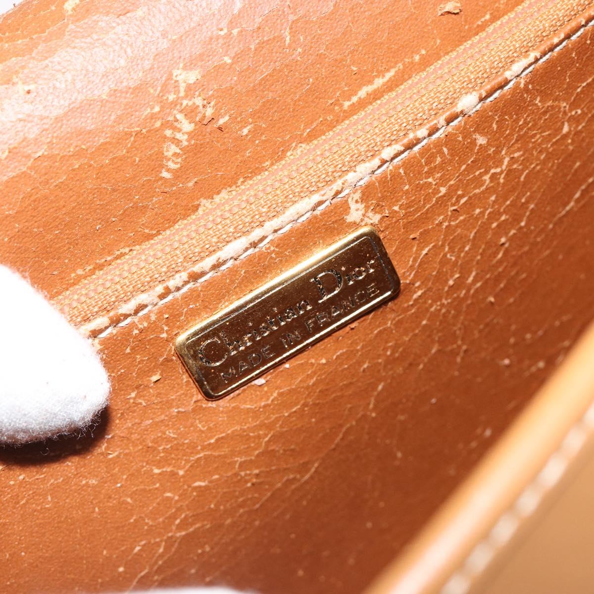 Christian Dior Shoulder Bag Leather Brown Gold Auth hk3803