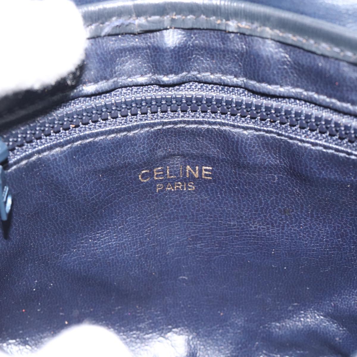 CELINE Macadam Canvas Shoulder Bag PVC Navy Gold Auth hk3804