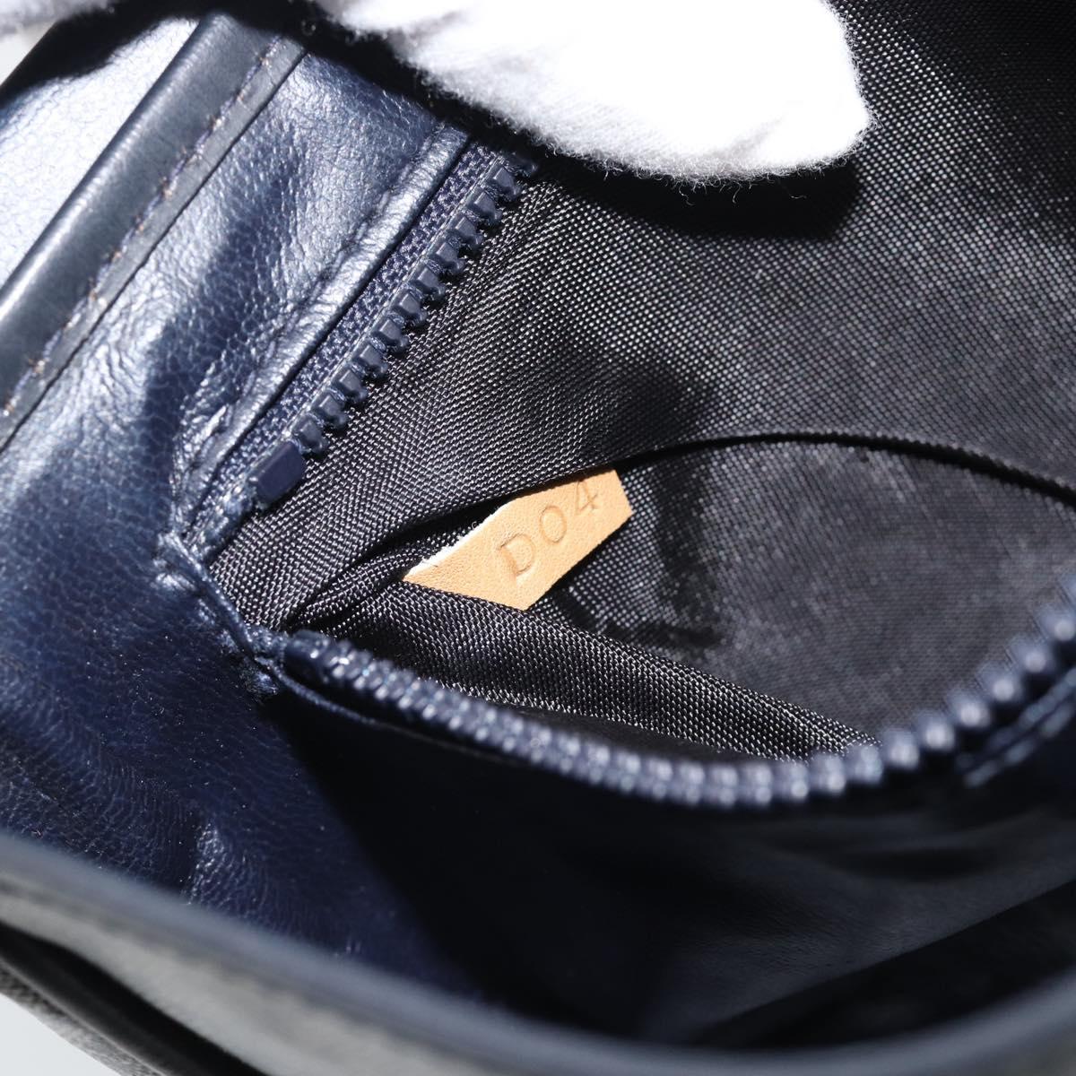 CELINE Macadam Canvas Shoulder Bag PVC Navy Gold Auth hk3804