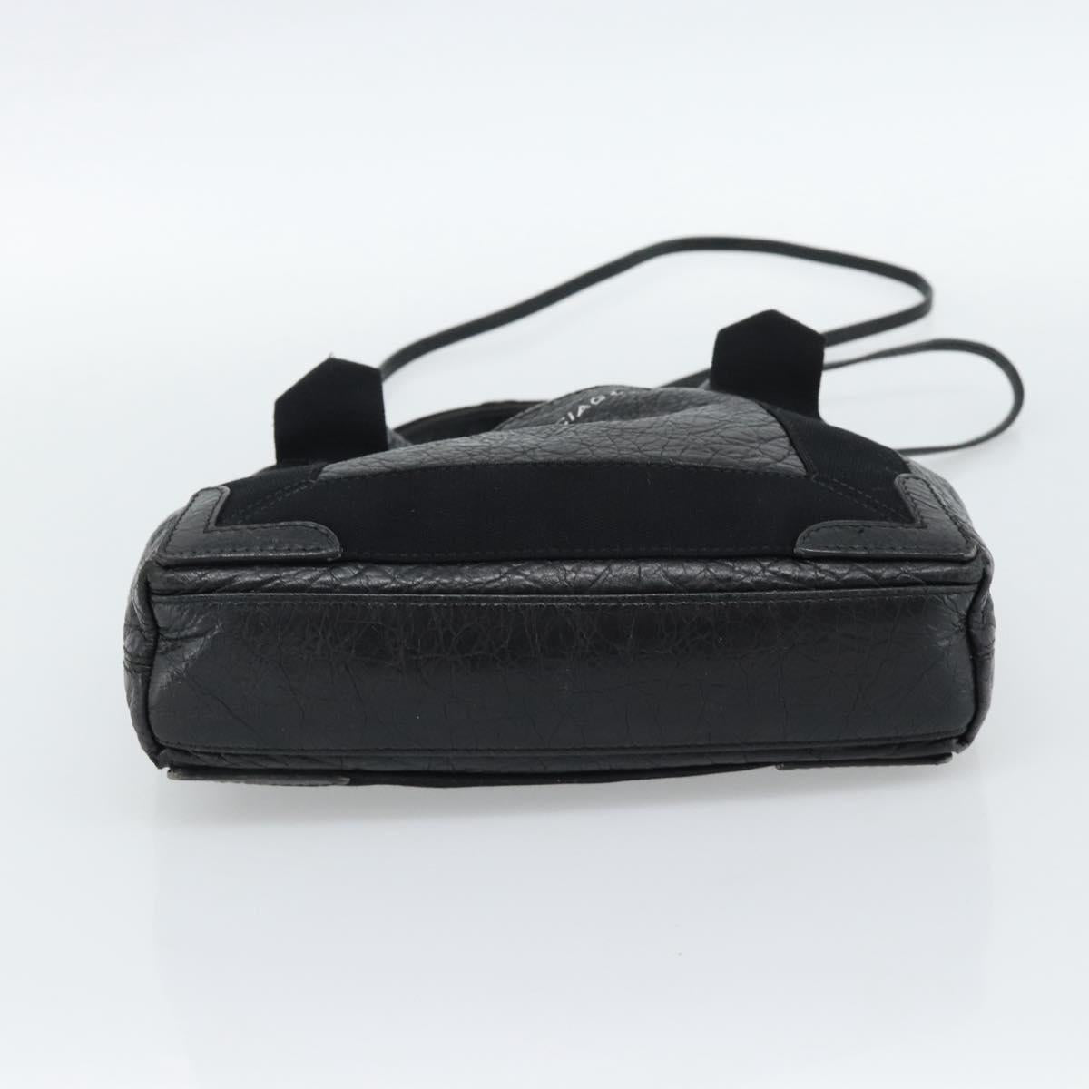 BALENCIAGA Navy Cabas XS Hand Bag Leather 2way Black Silver 390346 Auth hk3806