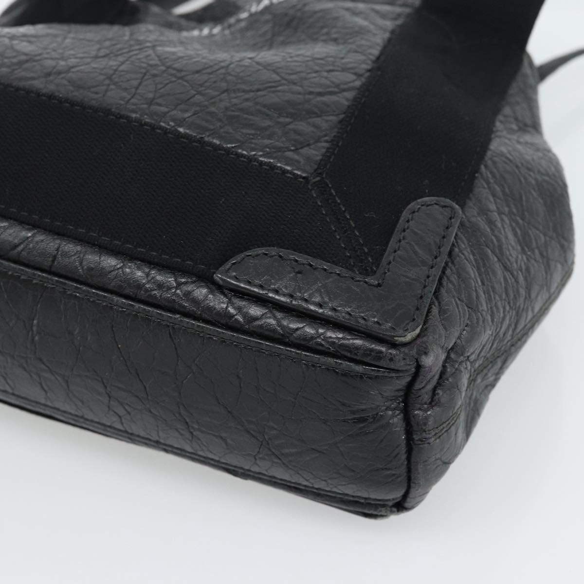 BALENCIAGA Navy Cabas XS Hand Bag Leather 2way Black Silver 390346 Auth hk3806