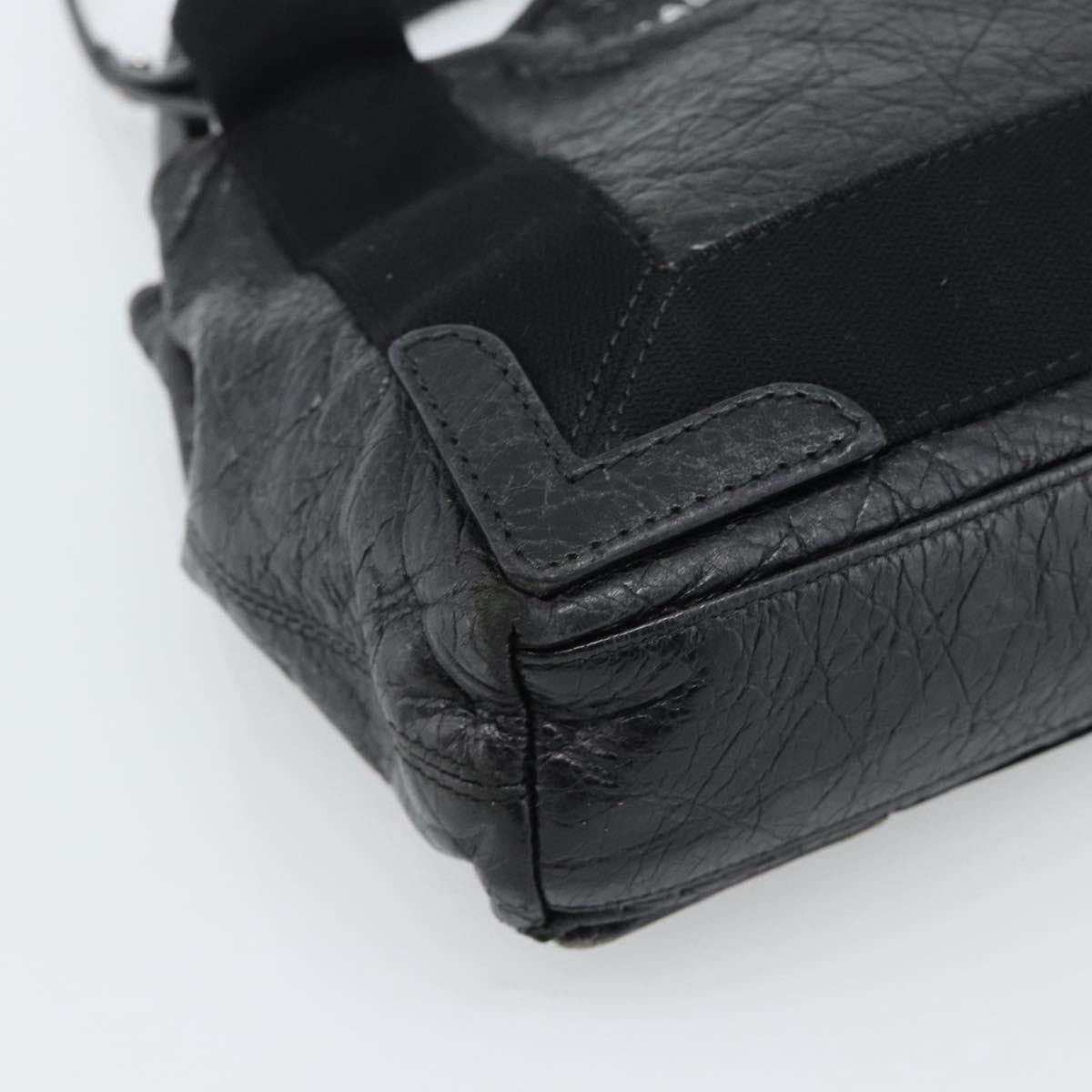 BALENCIAGA Navy Cabas XS Hand Bag Leather 2way Black Silver 390346 Auth hk3806