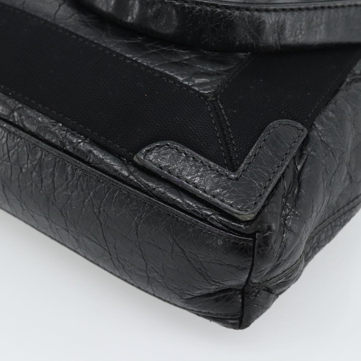 BALENCIAGA Navy Cabas XS Hand Bag Leather 2way Black Silver 390346 Auth hk3806
