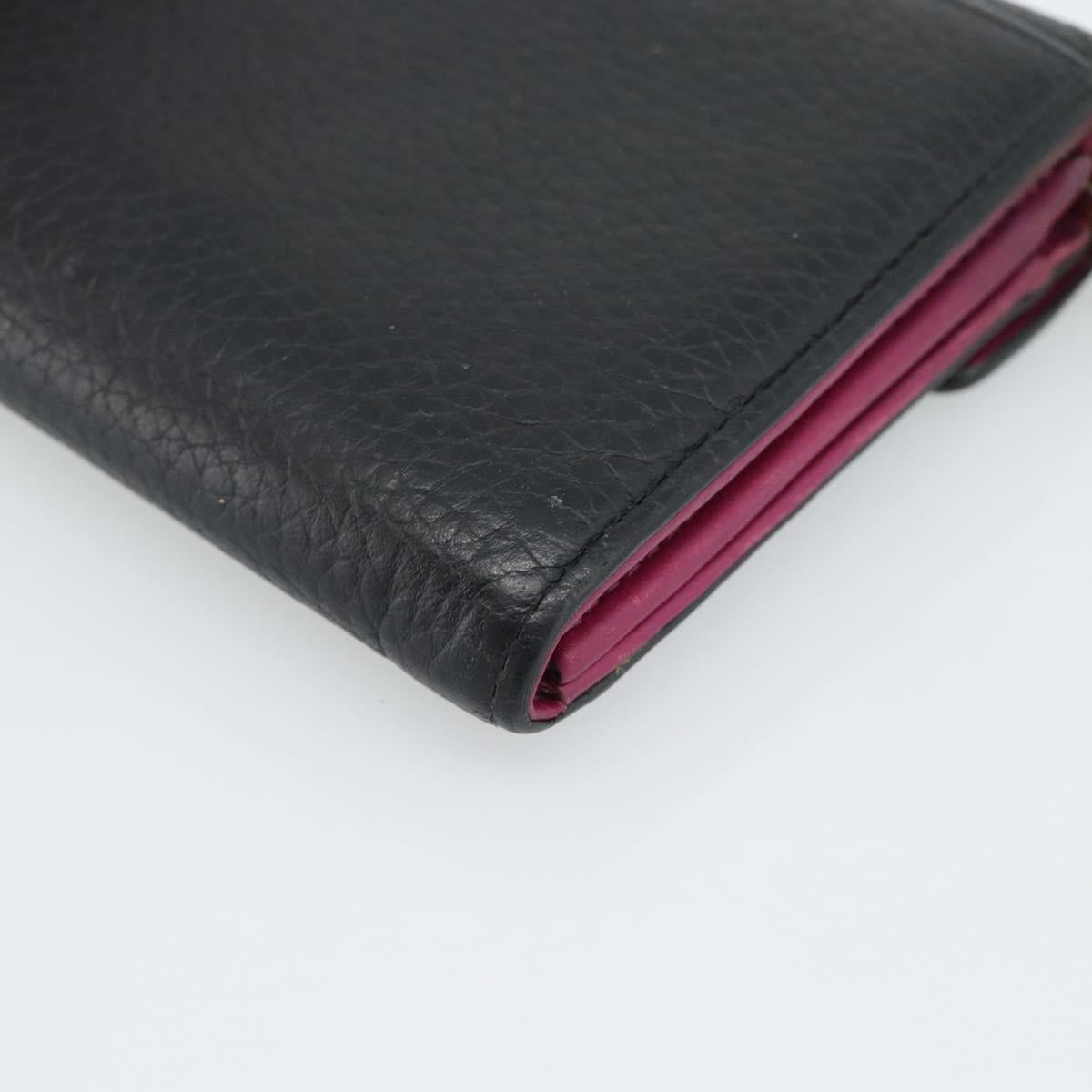 Christian Dior Diorissimo Chain Wallet Leather Black Gold Auth hk3807