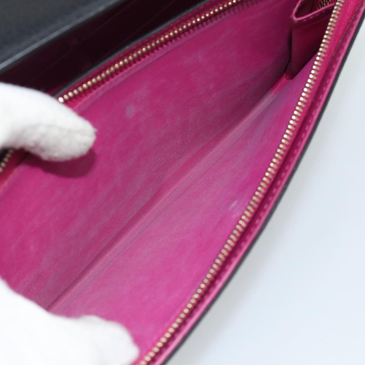 Christian Dior Diorissimo Chain Wallet Leather Black Gold Auth hk3807
