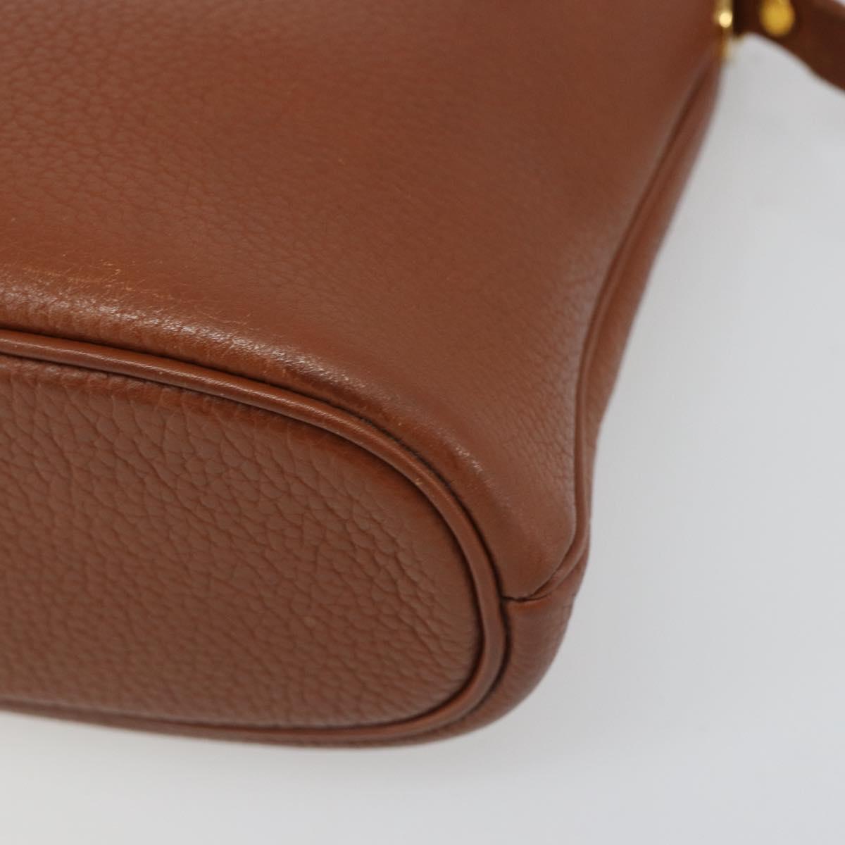 Burberrys Shoulder Bag Leather Brown Gold Auth hk3810
