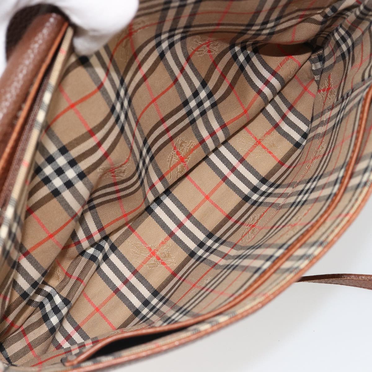 Burberrys Shoulder Bag Leather Brown Gold Auth hk3810