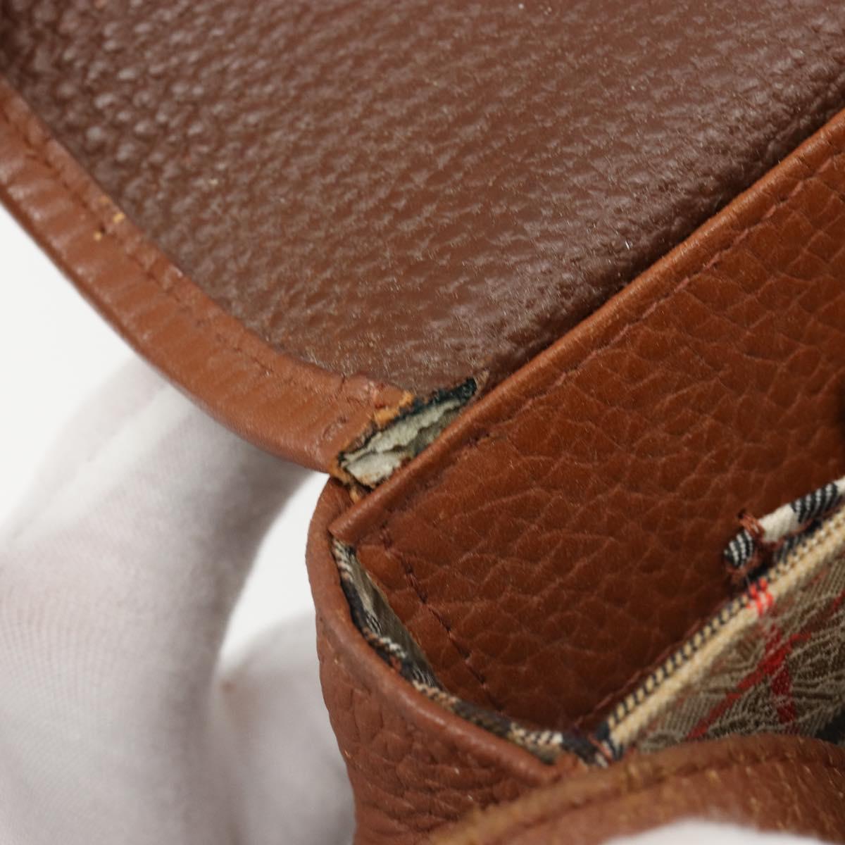 Burberrys Shoulder Bag Leather Brown Gold Auth hk3810