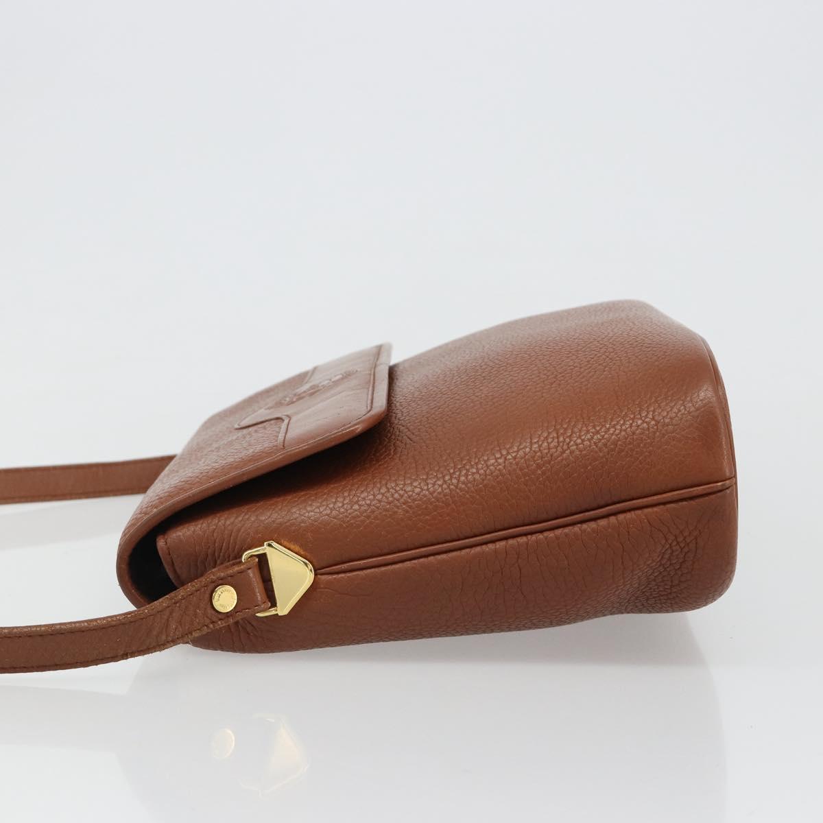 Burberrys Shoulder Bag Leather Brown Gold Auth hk3810