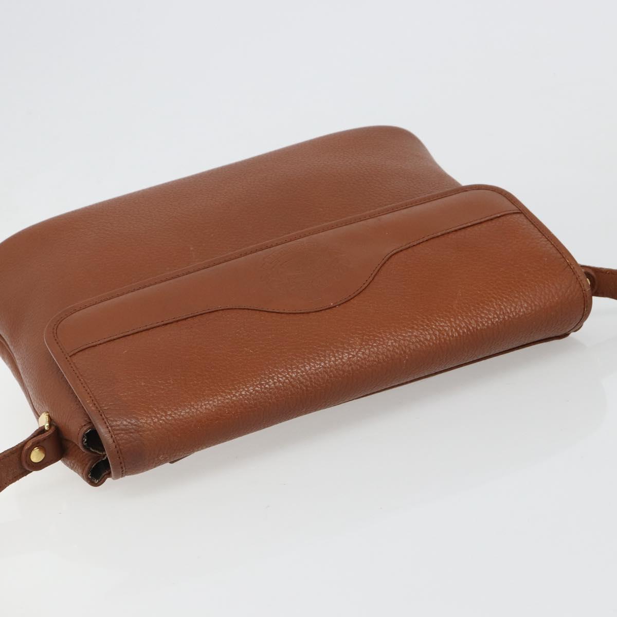 Burberrys Shoulder Bag Leather Brown Gold Auth hk3810